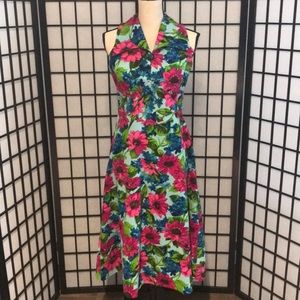 Hand made floral dress (pink blue and green)
